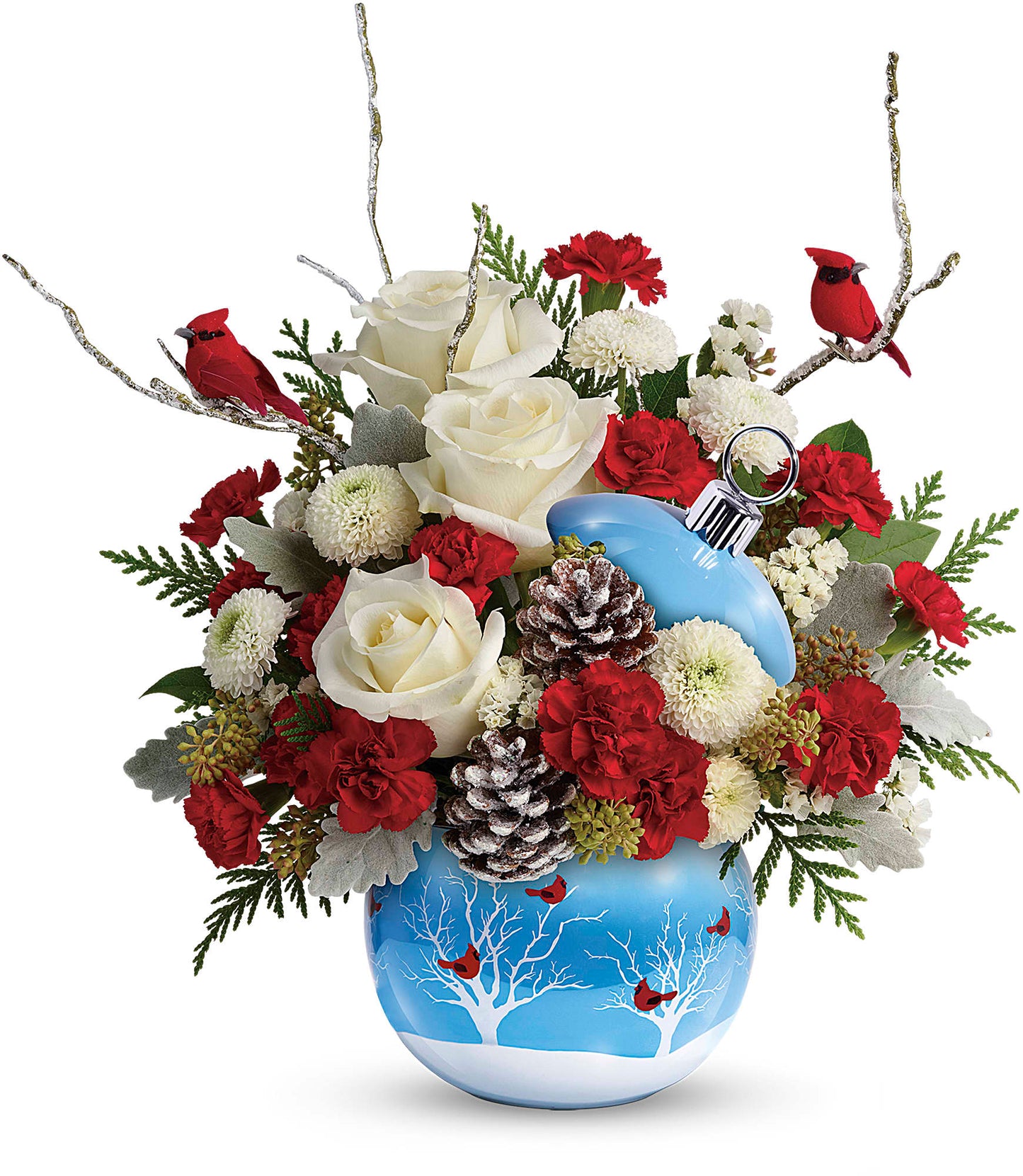 Cardinals In The Snow Ornament Bouquet