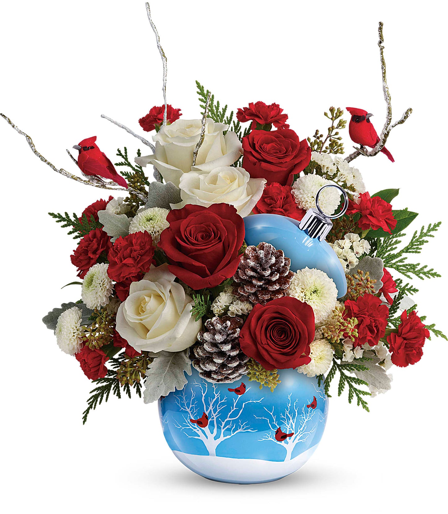 Cardinals In The Snow Ornament Bouquet