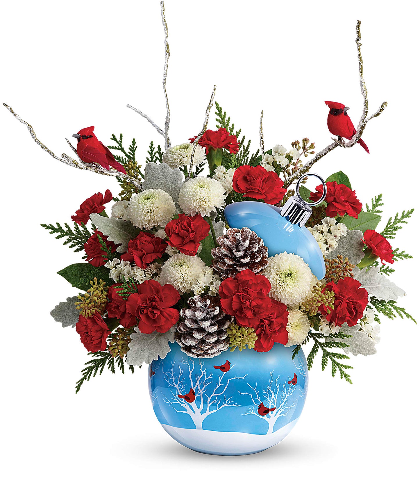 Cardinals In The Snow Ornament Bouquet